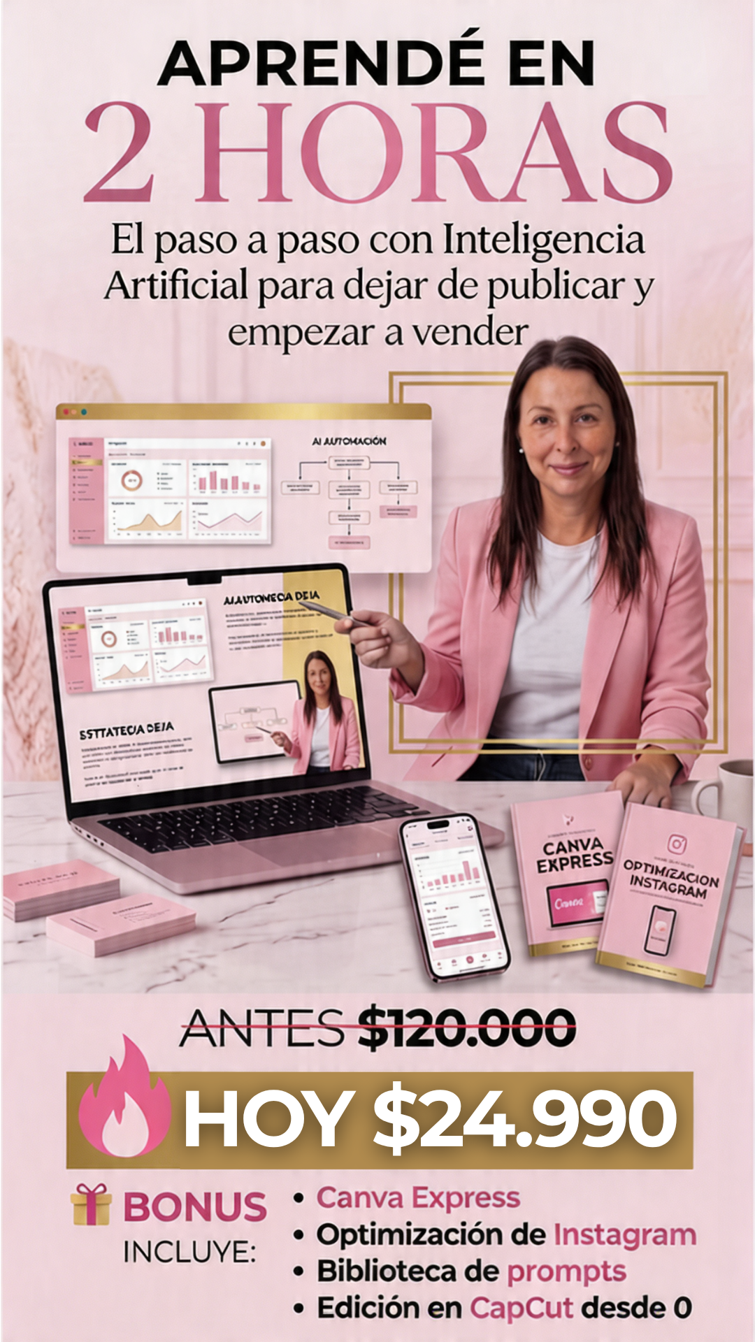 Aprendé el paso a paso que usan las emprendedoras para generar ventas todos los días con IA (sin experiencia)