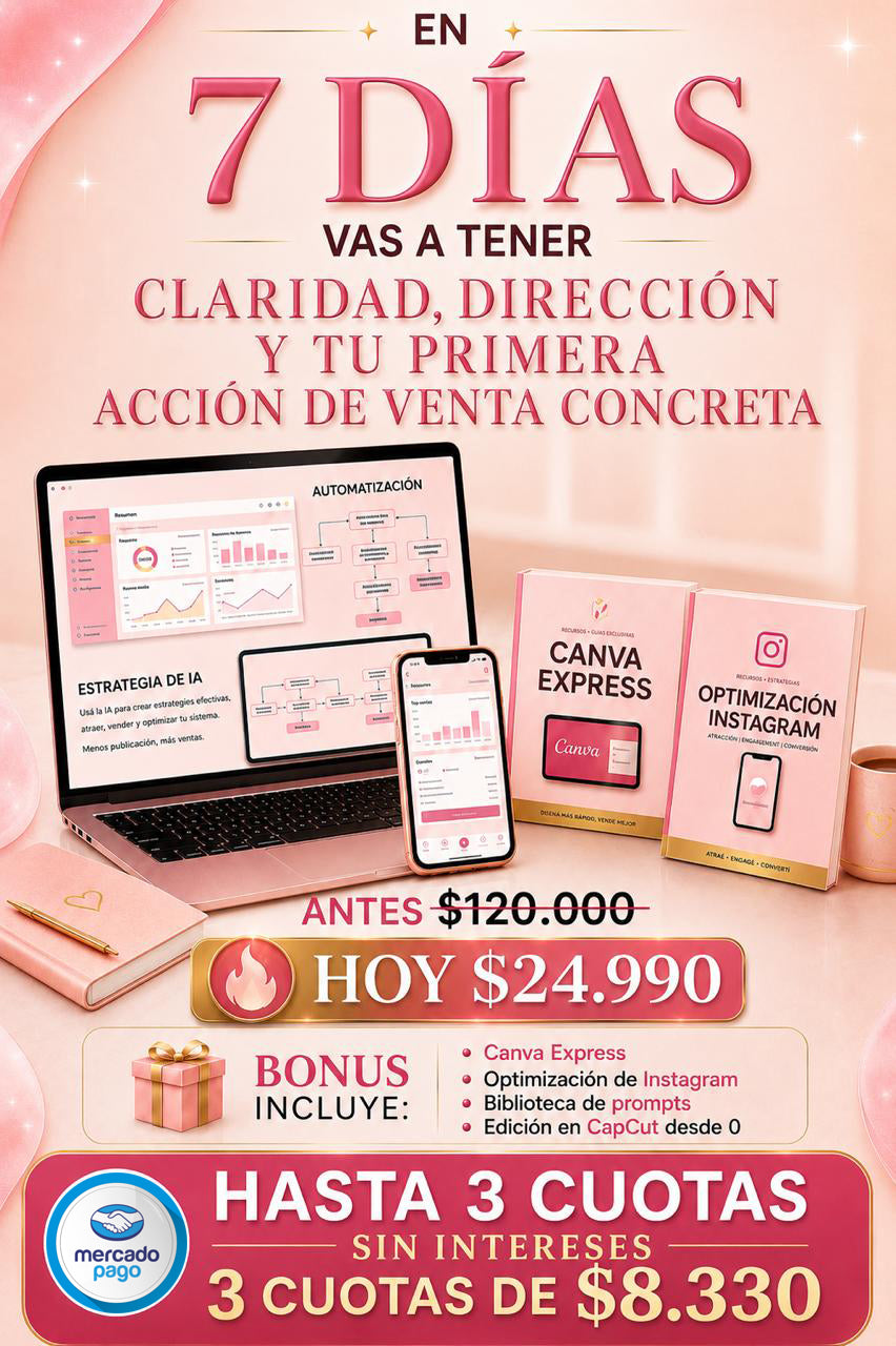 En 7 días vas a aprender el paso a paso para dejar de publicar y empezar a vender